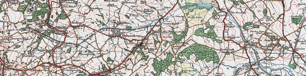 Old map of Clayton West in 1924