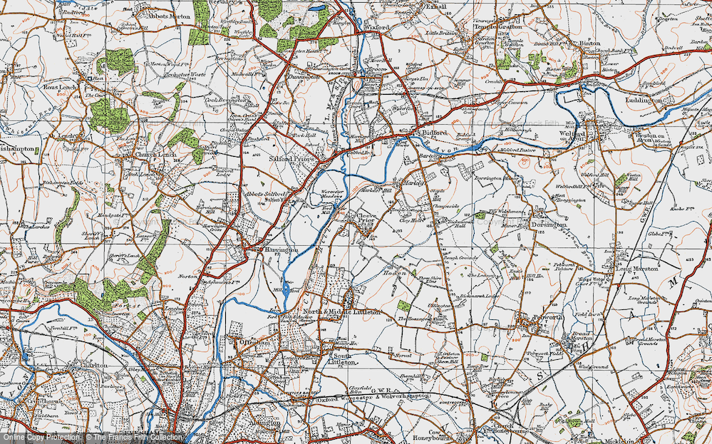 Old Map of Cleeve Prior, 1919 in 1919