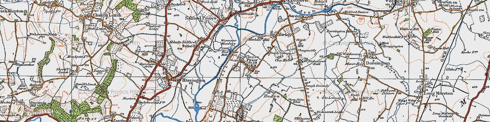 Old map of Cleeve Prior in 1919