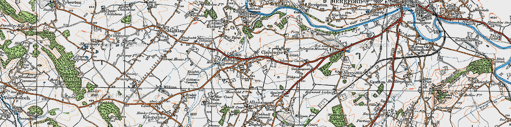Old map of Clehonger in 1920