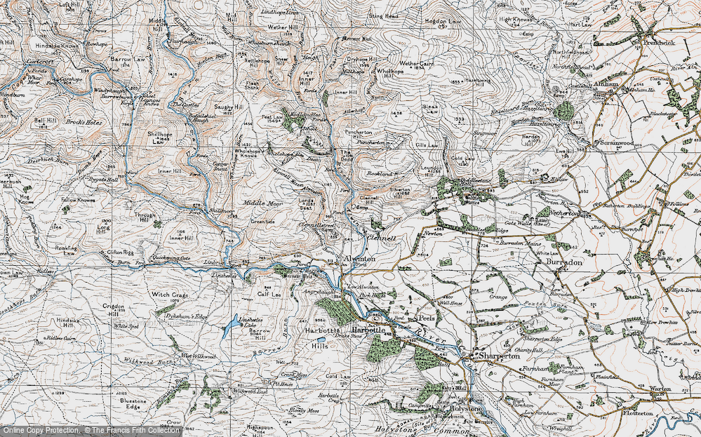 Old Map of Clennell, 1925 in 1925