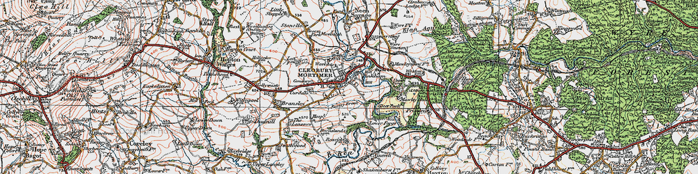 Old map of Cleobury Mortimer in 1921