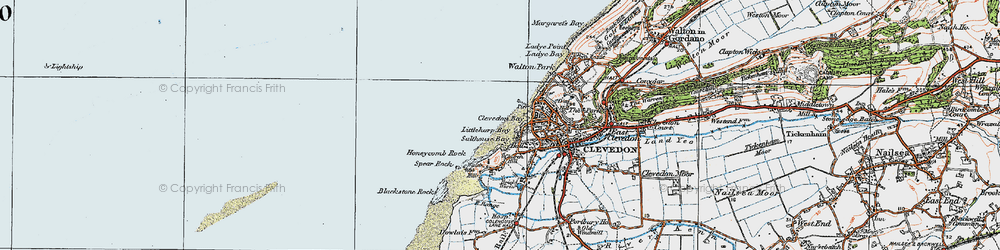 Old map of Clevedon in 1919