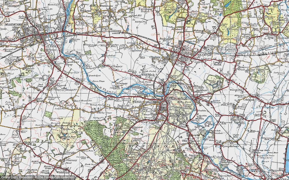 Old Map of Historic Map covering Boveney Lock in 1920