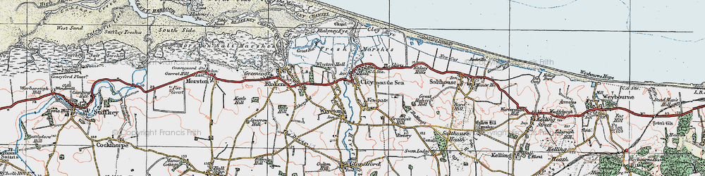 Old map of Cley next the Sea in 1921