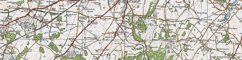 Old map of Cliddesden in 1919