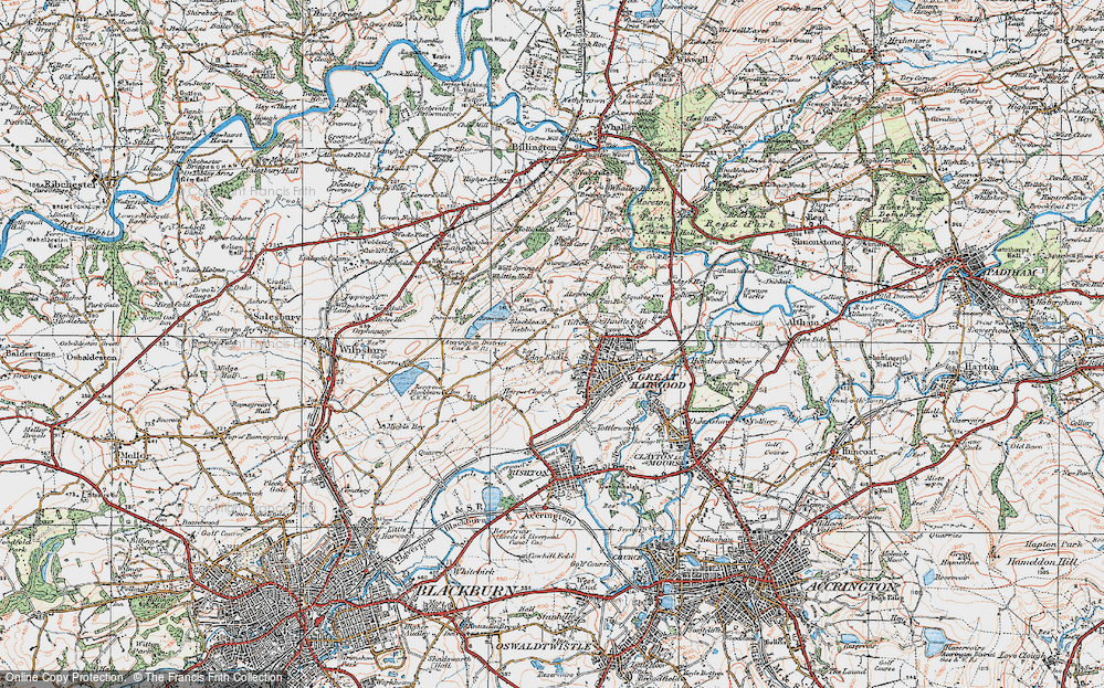 Old Map of Historic Map covering Bowley Hill in 1924