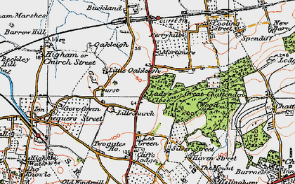 Old map of Cliffe Woods in 1921