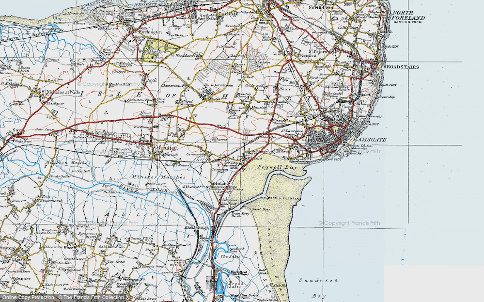 Old Map of Historic Map covering Ebbsfleet in 1920
