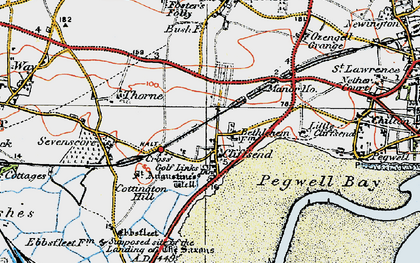 Old map of Ebbsfleet in 1920