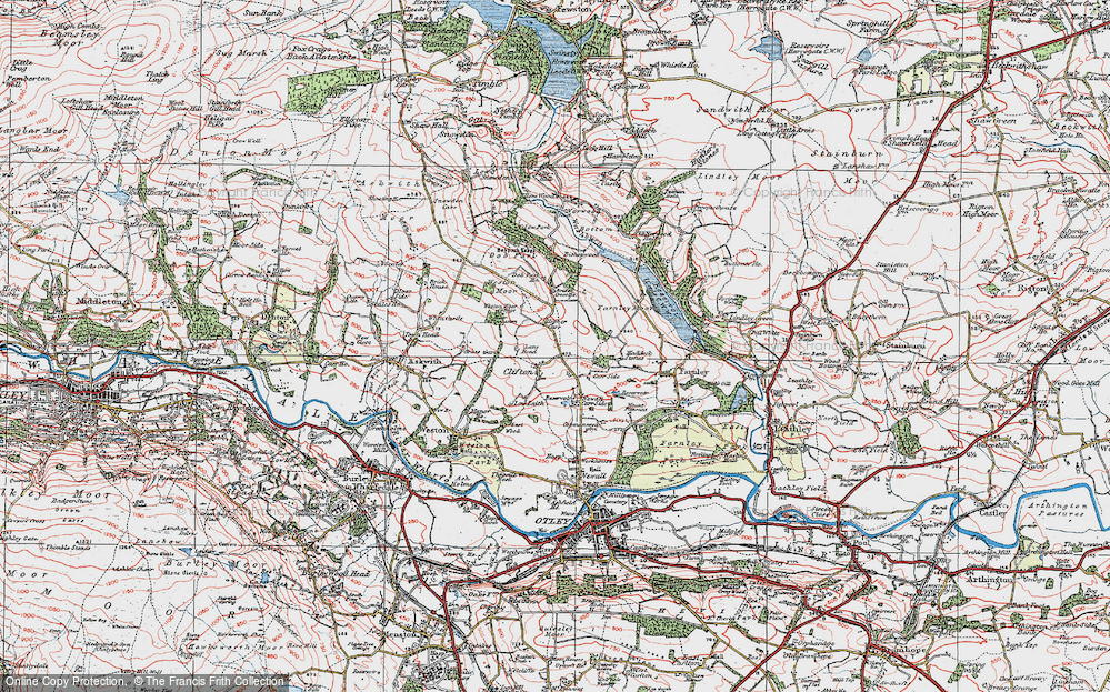 Old Map of Historic Map covering Weston Moor in 1925