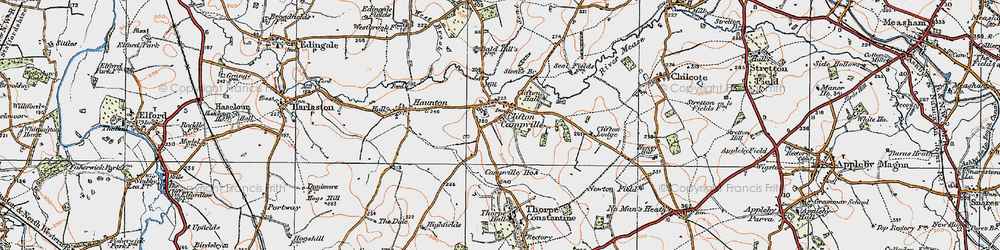 Old map of Clifton Campville in 1921