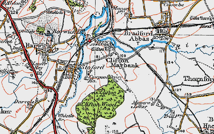 Old map of Clifton Maybank in 1919