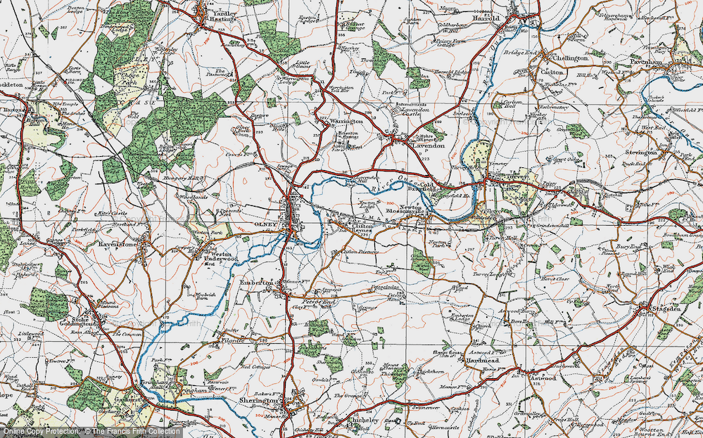 Old Map of Clifton Reynes, 1919 in 1919