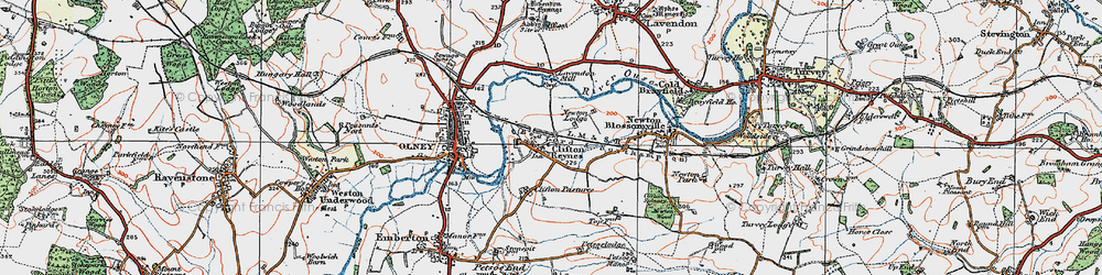 Old map of Clifton Reynes in 1919