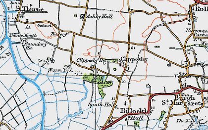 Old map of Clippesby in 1922