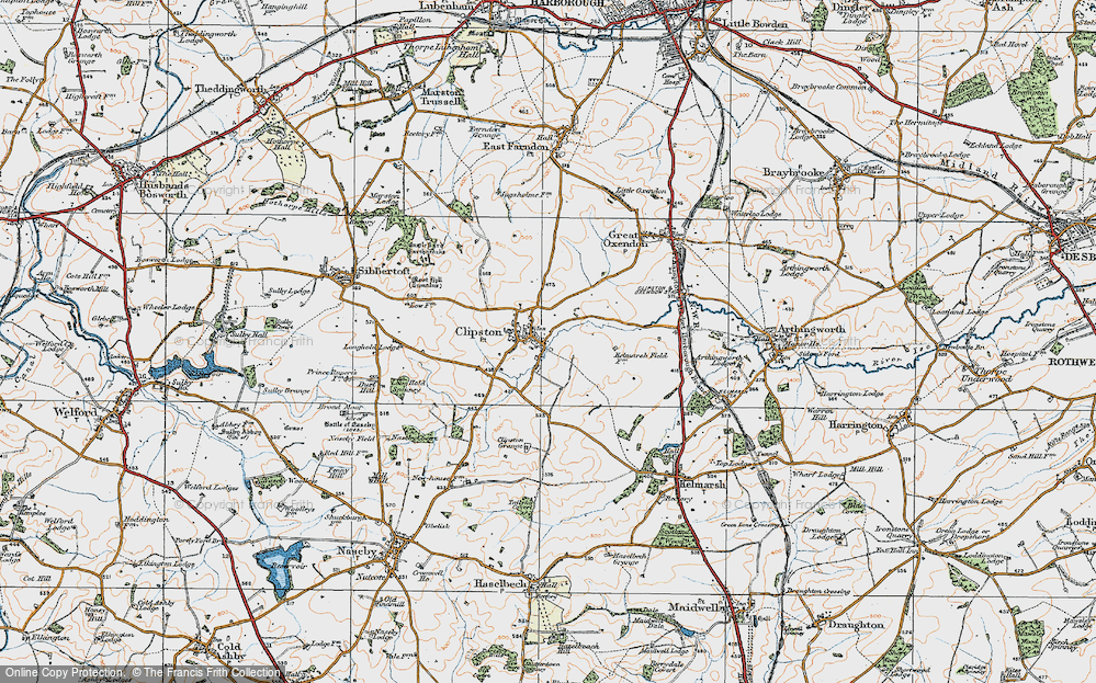 Old Map of Clipston, 1920 in 1920
