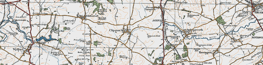 Old map of Clipston in 1920