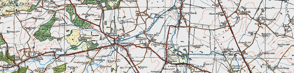 Old map of River Ivel Navigation in 1919