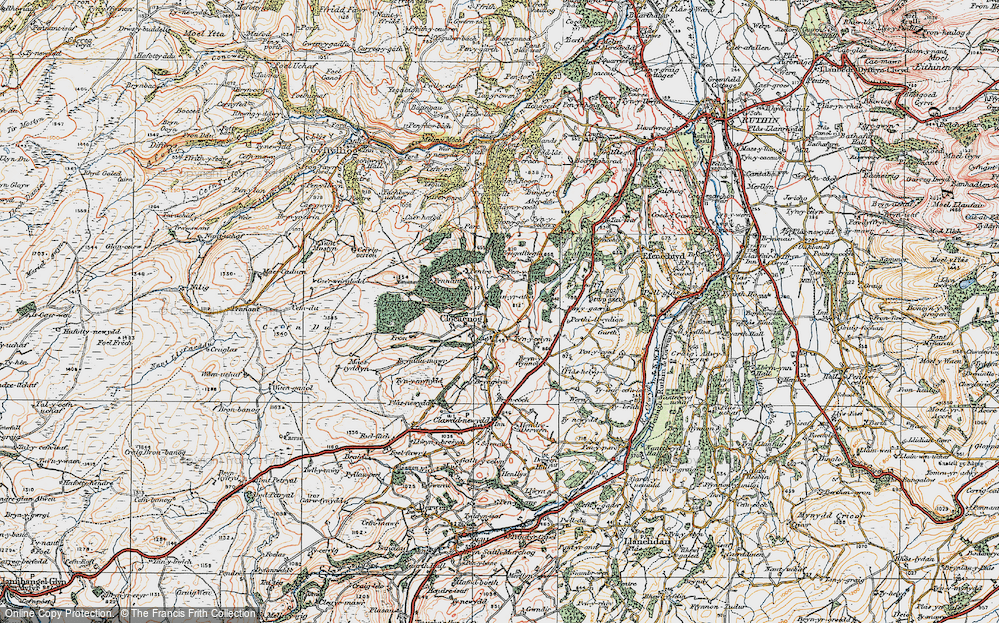 Old Map of Historic Map covering Pentre in 1922