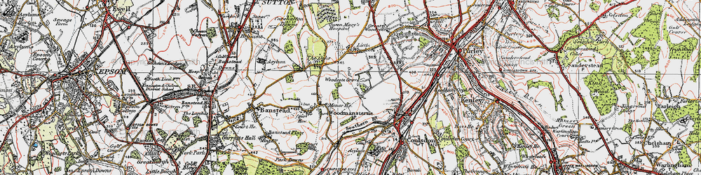 Old map of Woodcote Grove Ho in 1920
