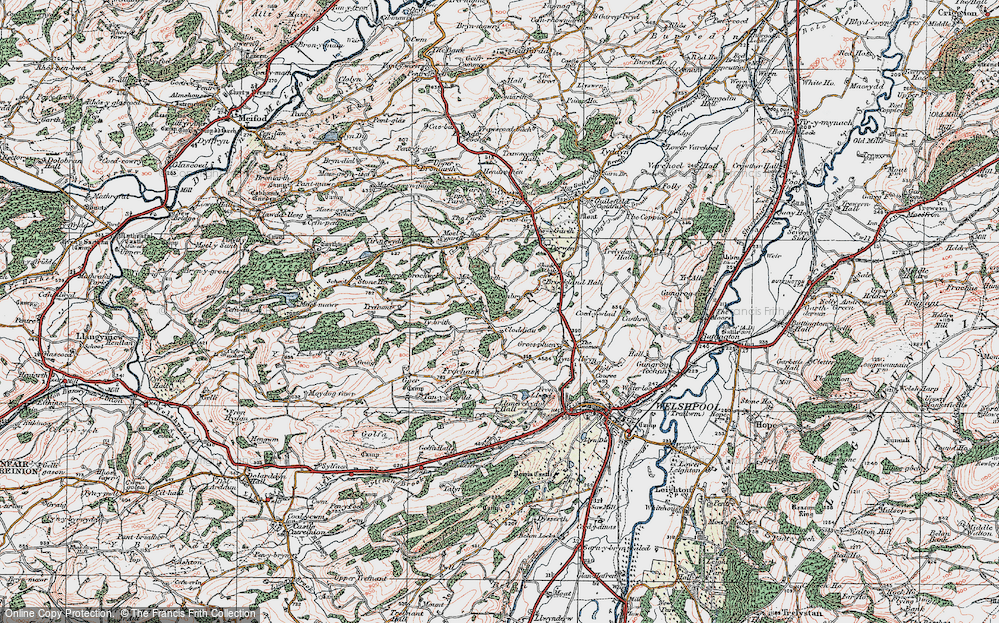 Old Map of Historic Map covering Trefnant in 1921
