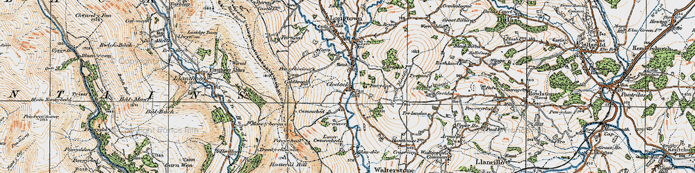 Old map of Penrhewr in 1919