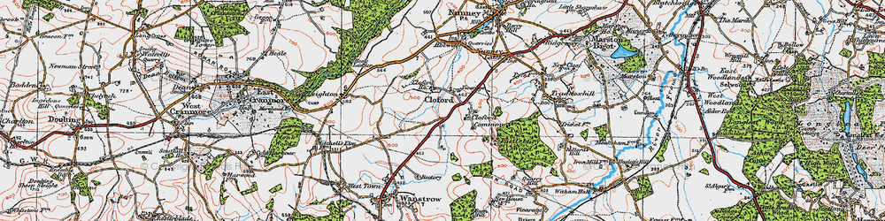 Old map of Cloford Common in 1919