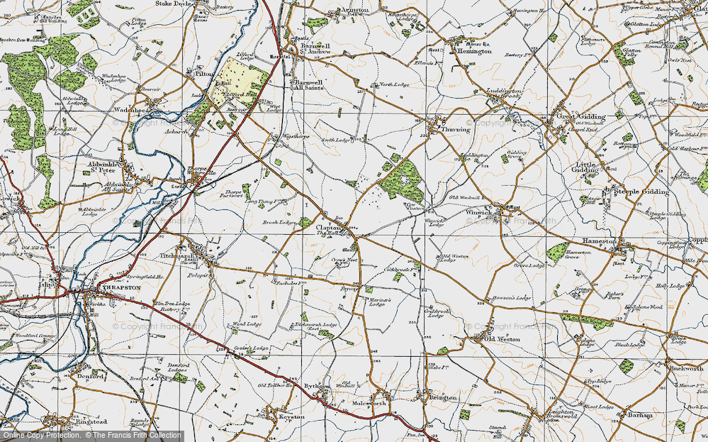 Old Map of Historic Map covering Barnwell Wold in 1920
