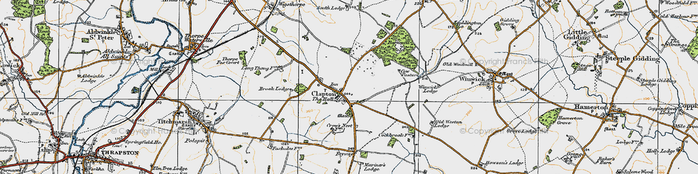 Old map of Clopton in 1920