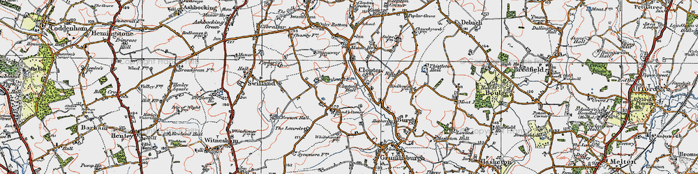 Old map of Clopton in 1921