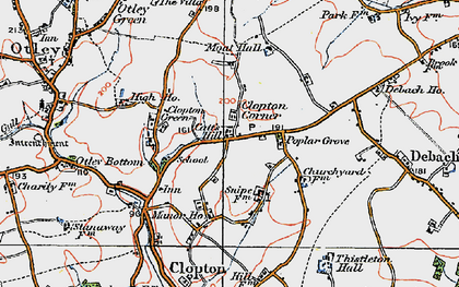 Old map of Clopton Corner in 1921