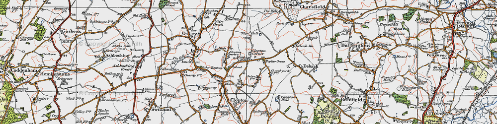 Old map of Clopton Corner in 1921