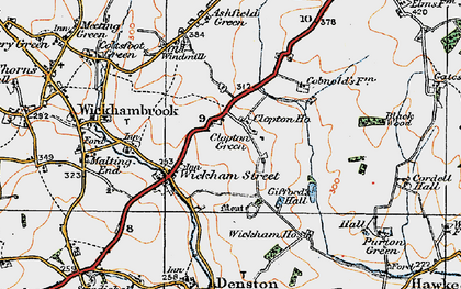 Old map of Clopton Green in 1921