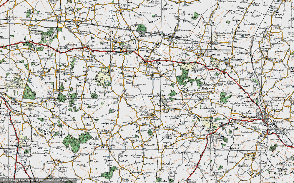Old Map of Clopton Green, 1921 in 1921