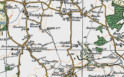 Old map of Clopton Green in 1921