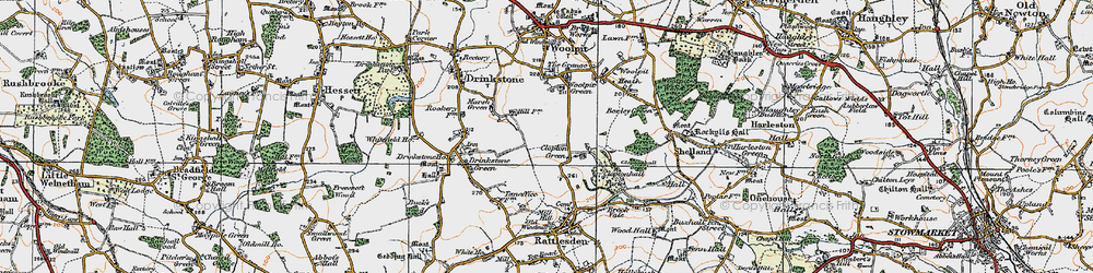 Old map of Clopton Green in 1921