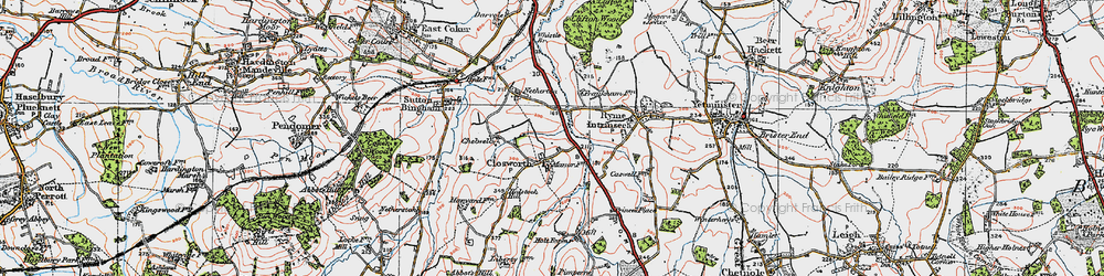 Old map of Closworth in 1919