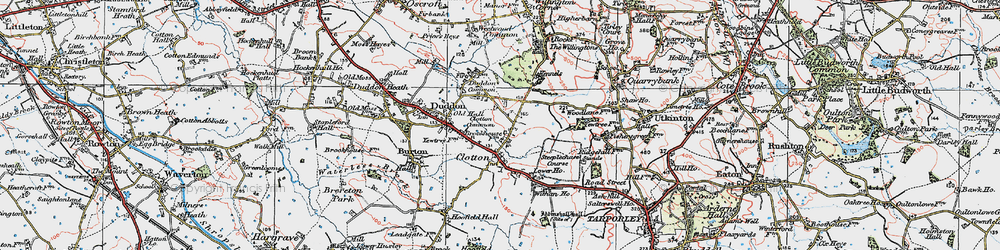 Old map of Clotton Common in 1923