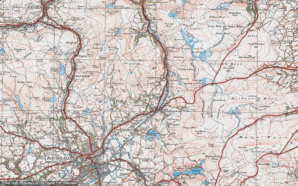 Old Map of Clough, 1925 in 1925