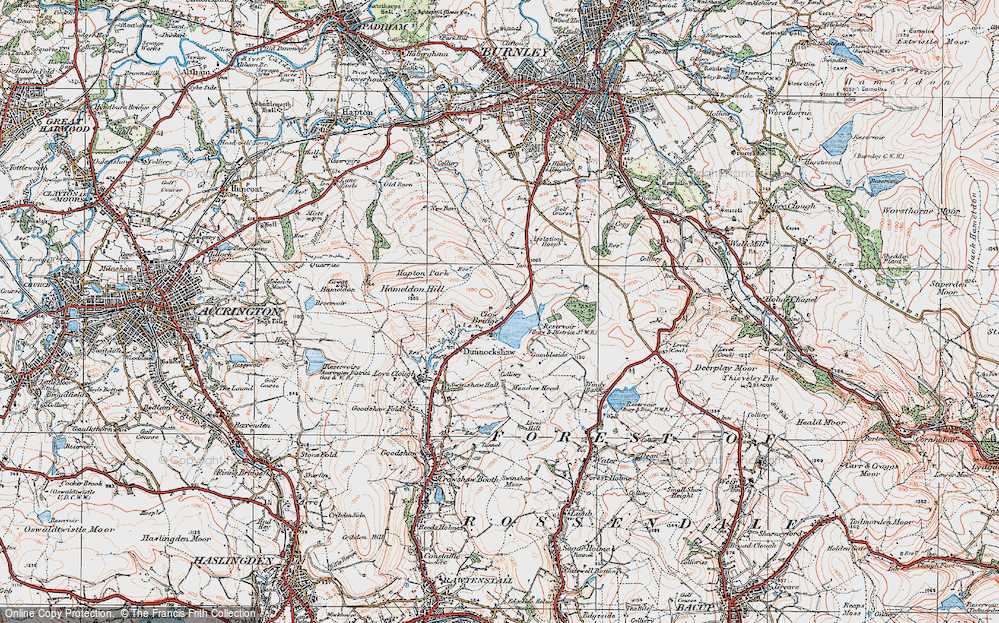 Old Map of Historic Map covering Rossendale Way in 1924