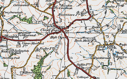Old map of Clows Top in 1920