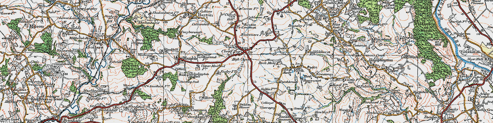 Old map of Clows Top in 1920