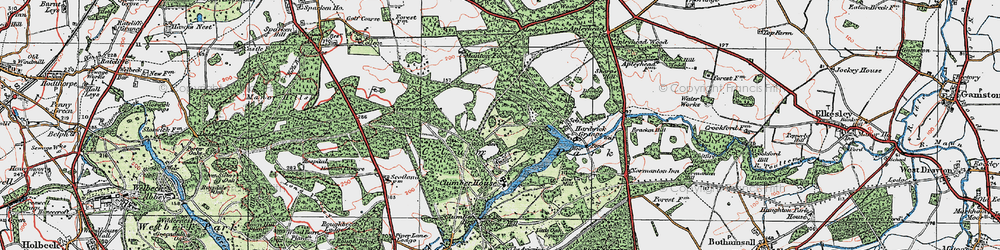 Old map of Clumber Park in 1923