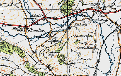 Old map of Clunbury in 1920