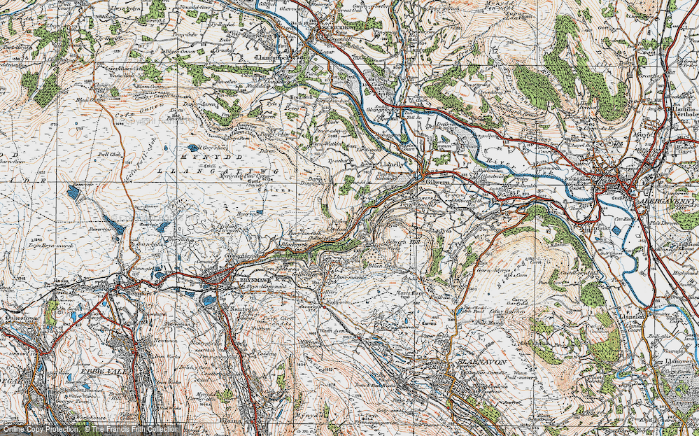 Old Map of Historic Map covering Blaen Dyar in 1919