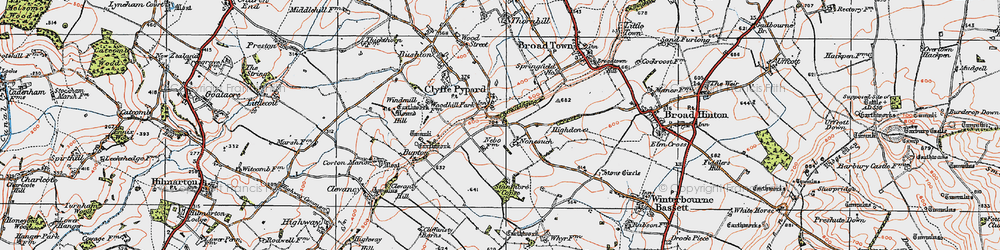 Old map of Clyffe Pypard in 1919