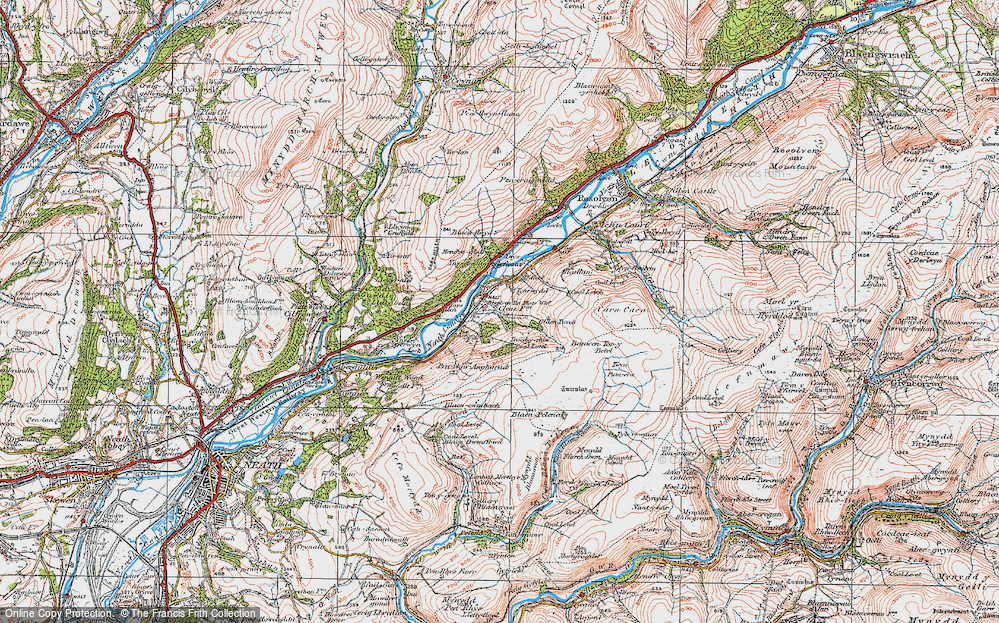 Old Map of Historic Map covering Banwen Torybetel in 1923