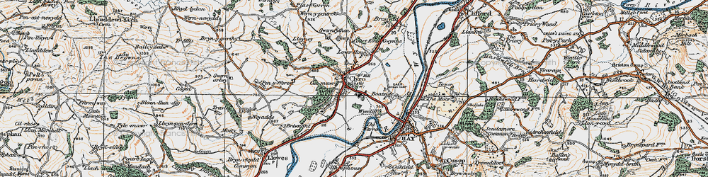 Old map of Clyro in 1919
