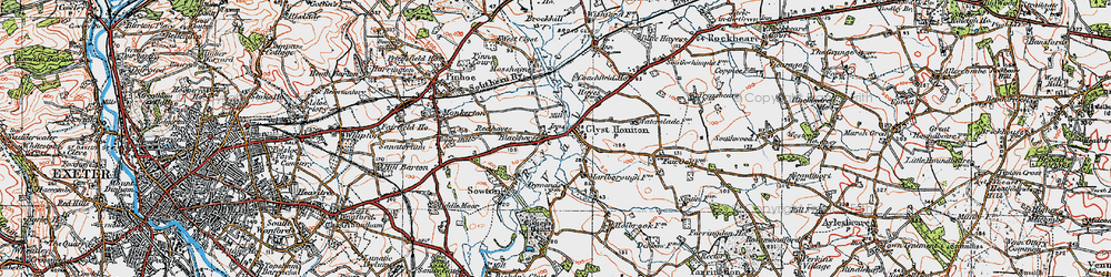 Old map of Clyst Honiton in 1919